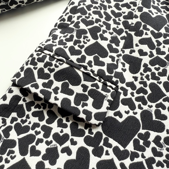 Zadig & Voltaire Viking Heart Blazer Jacket Black Beige Size 34 - Picture 4 of 14